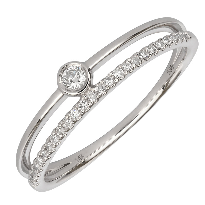 Diamond Bezel Split Double Ring Stack