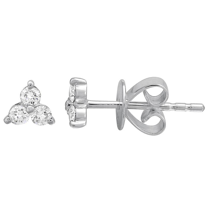 14k White Gold Trio Diamond Stud Earrings