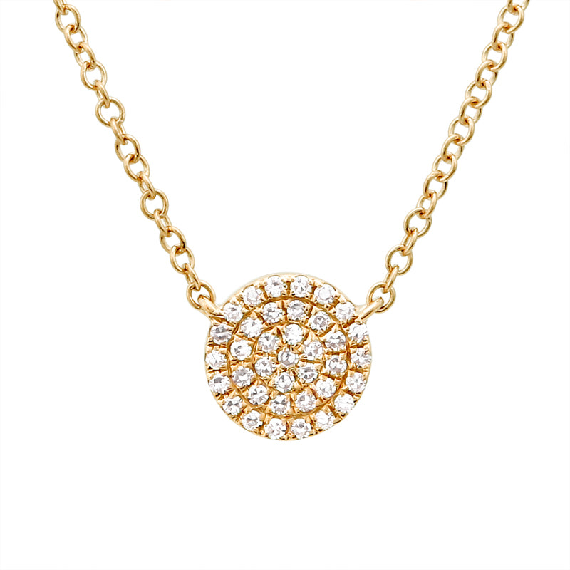 14k Yellow Gold Diamond Circle Necklace