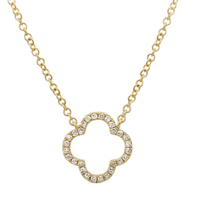 14k Yellow Gold Open Clover Diamond Necklace