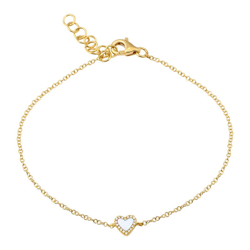 14k Yellow Gold Shell Heart Bracelet