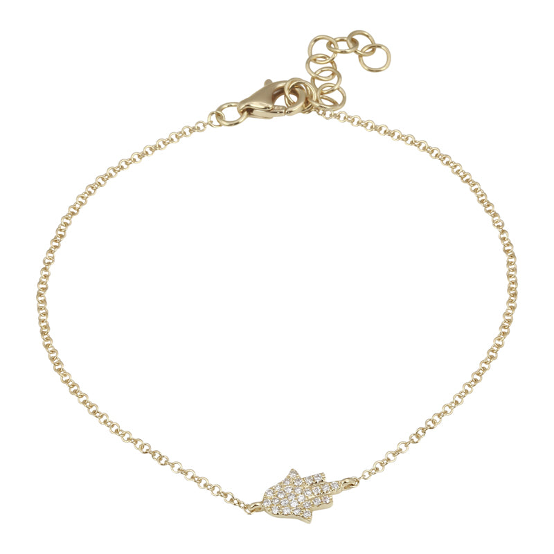 14k Yellow Gold Diamond Hamsa Bracelet