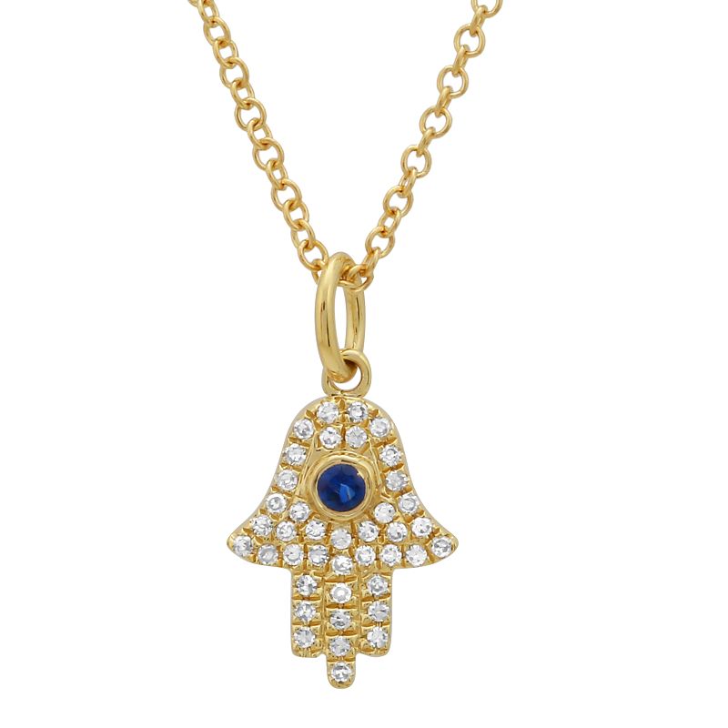 14k Yellow Gold Hamsa Diamond Necklace