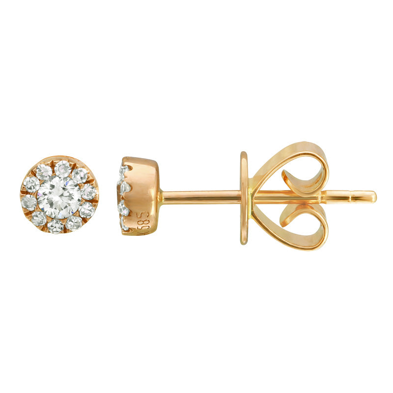 14k Yellow Gold Diamond Stud Earrings