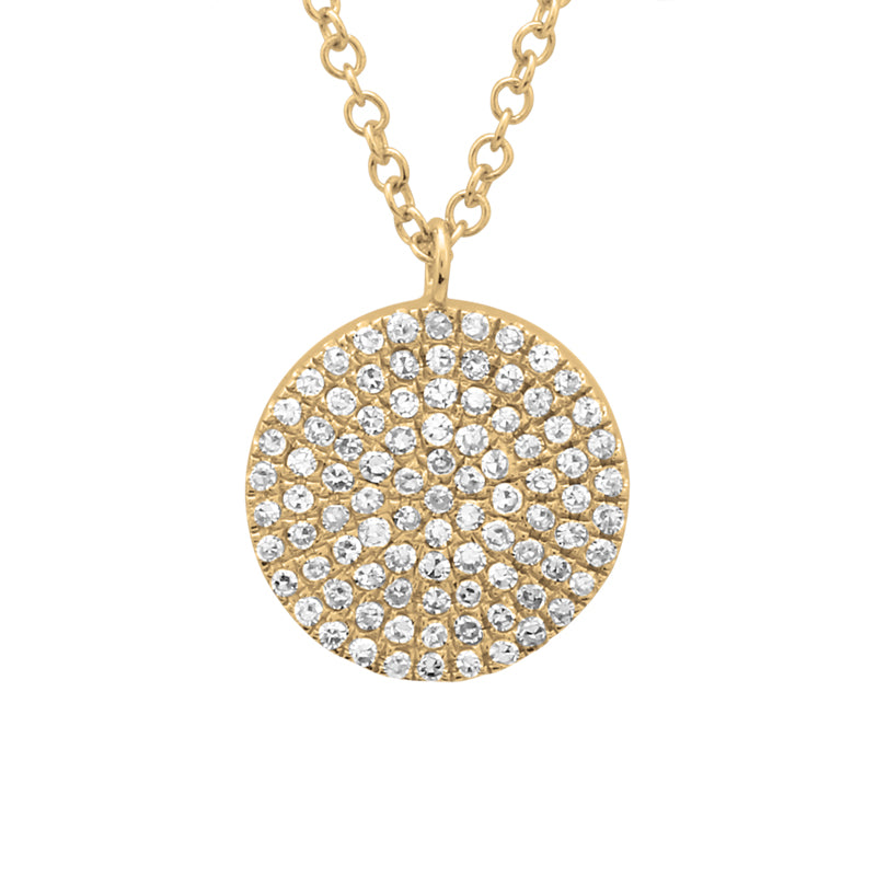 14k Yellow Gold Diamond Circle Necklace