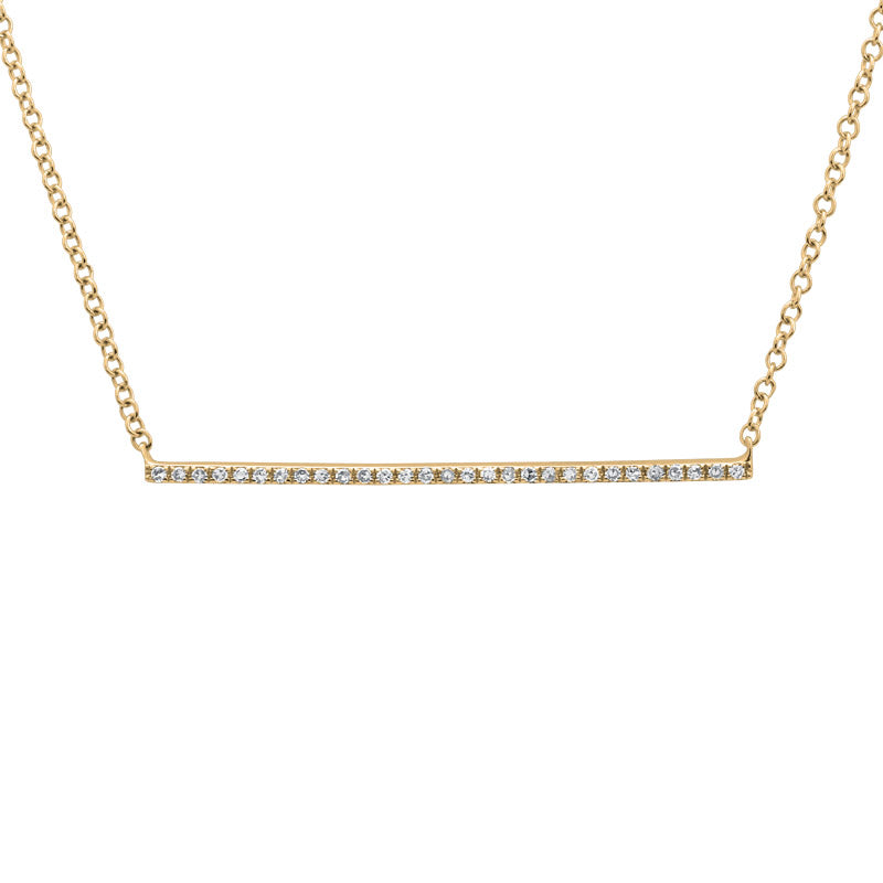 14k Yellow Gold Diamond Bar Necklace