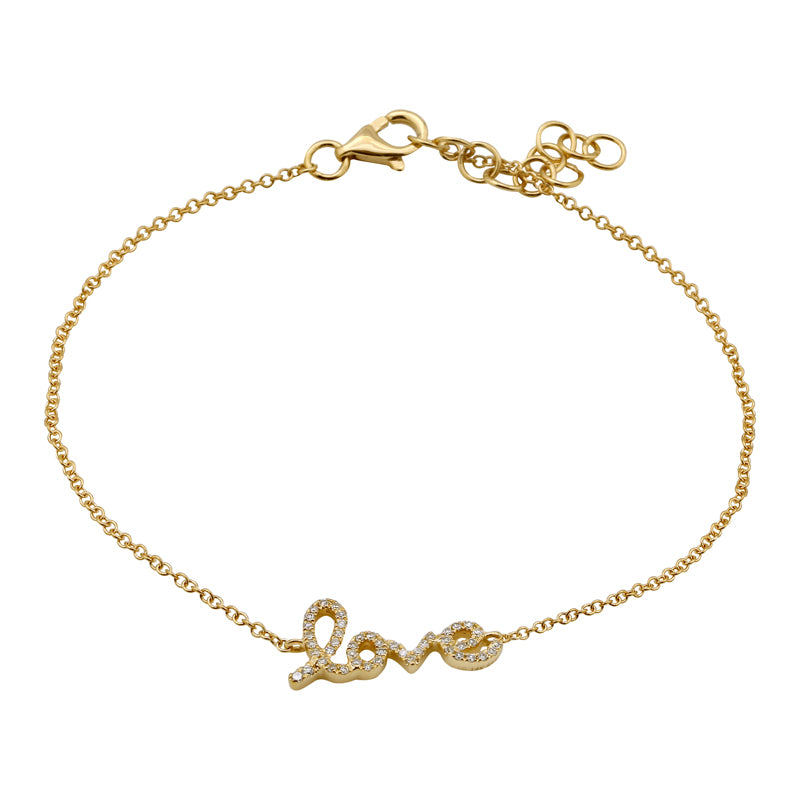 14k Yellow Gold Diamond Love Bracelet