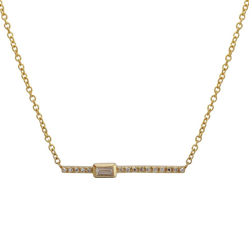 14k Yellow Gold Diamond Bar Necklace