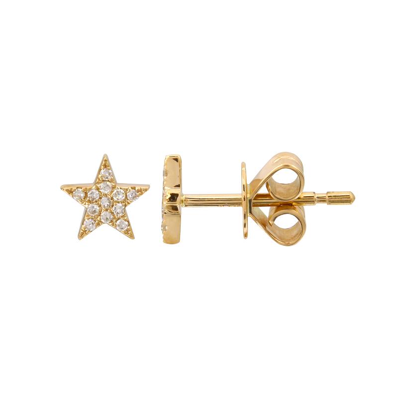 14k Yellow Gold Diamond Stud Earrings