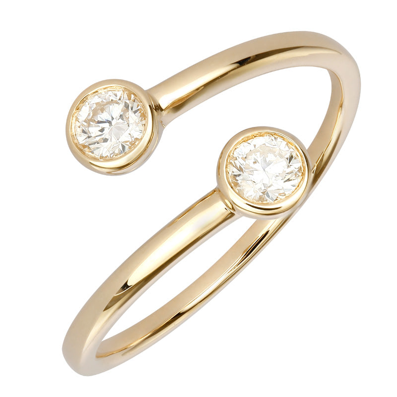 Yellow Gold Diamond Bezel Open Spiral Ring