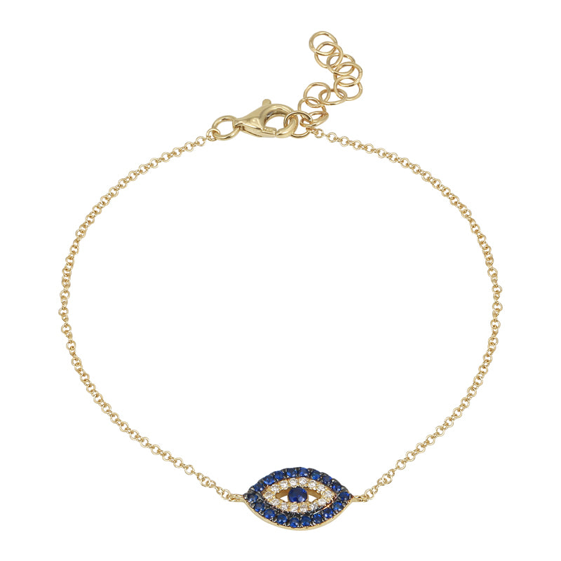 14k Yellow Gold Evil Eye Gemstone Bracelet