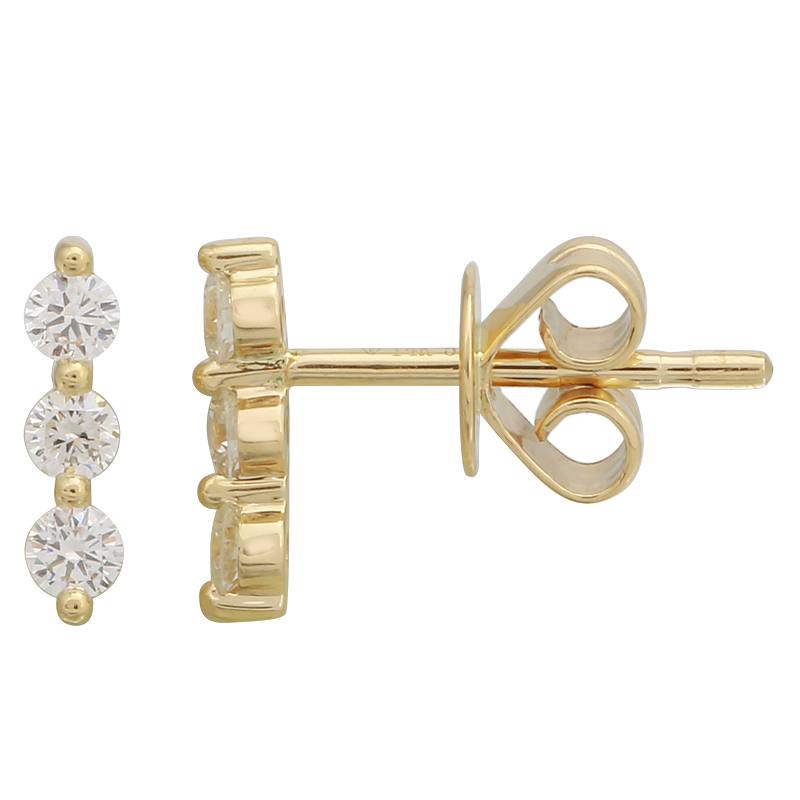 14k Yellow Gold Diamond Stud Earrings