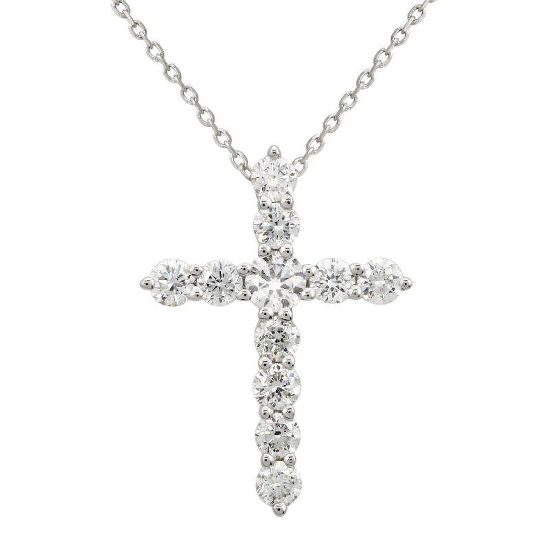 1/2 Carat Diamond Cross Pendant Necklace