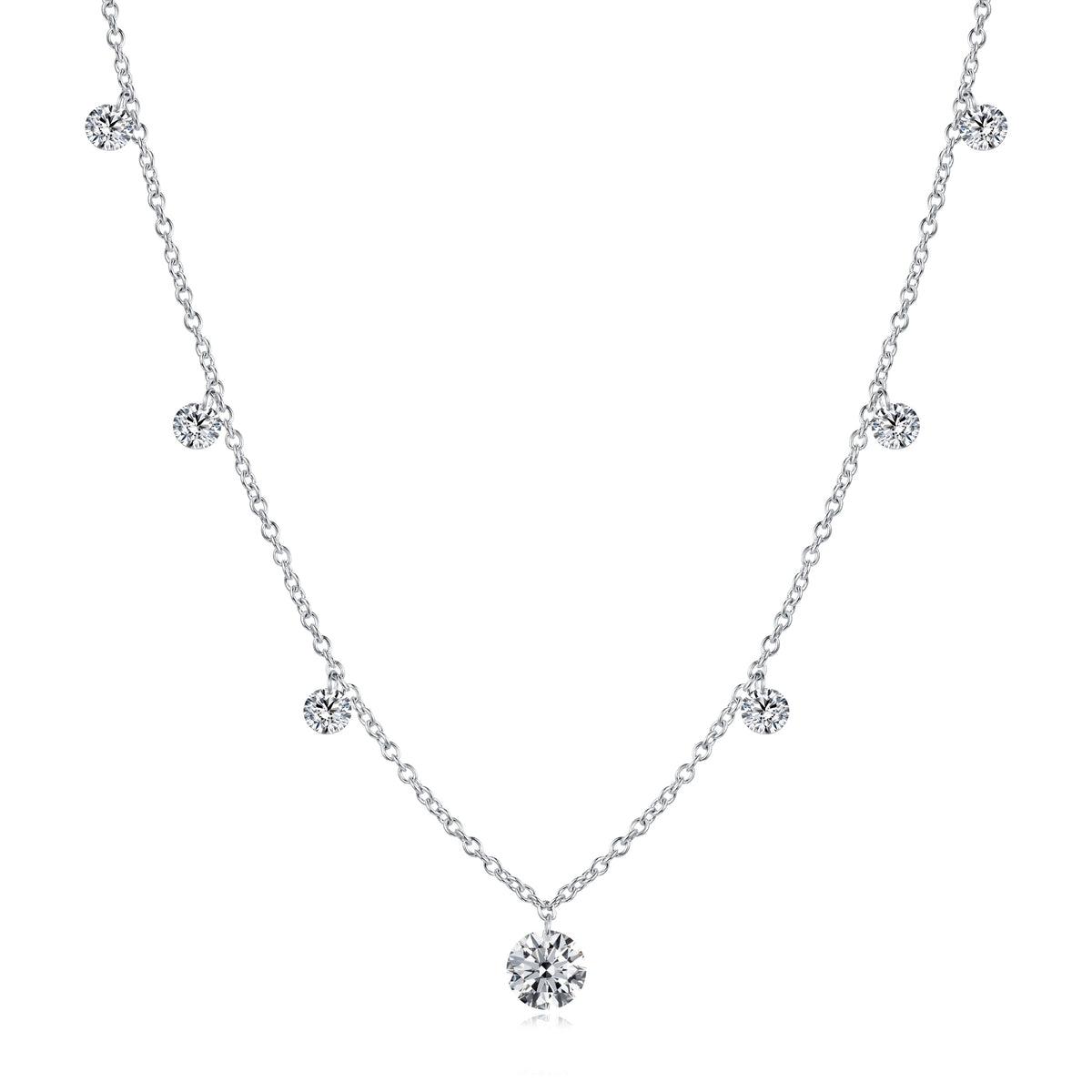 Lab Diamond Necklace in 14K White Gold
