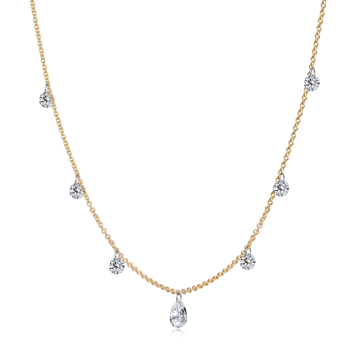 0.74 CT Lab Diamond Necklace in 14K Yellow Gold