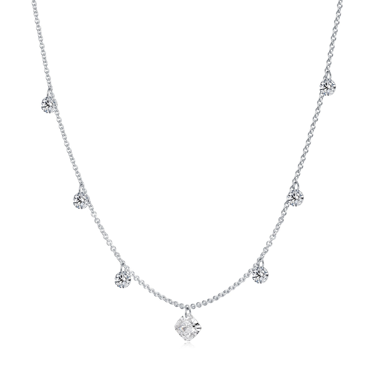 0.53 CT Lab Diamond Necklace in 14K White Gold