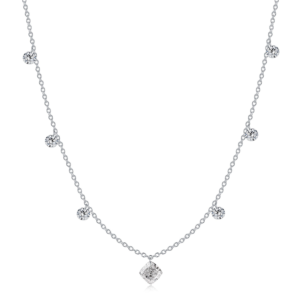 0.53 CT Lab Diamond Necklace in 14K White Gold