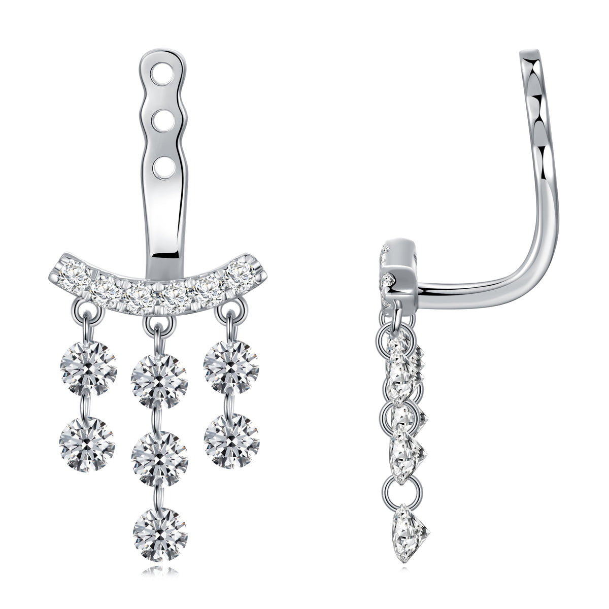 1.16 CT Lab Diamond Round Earrings in 14K White Gold