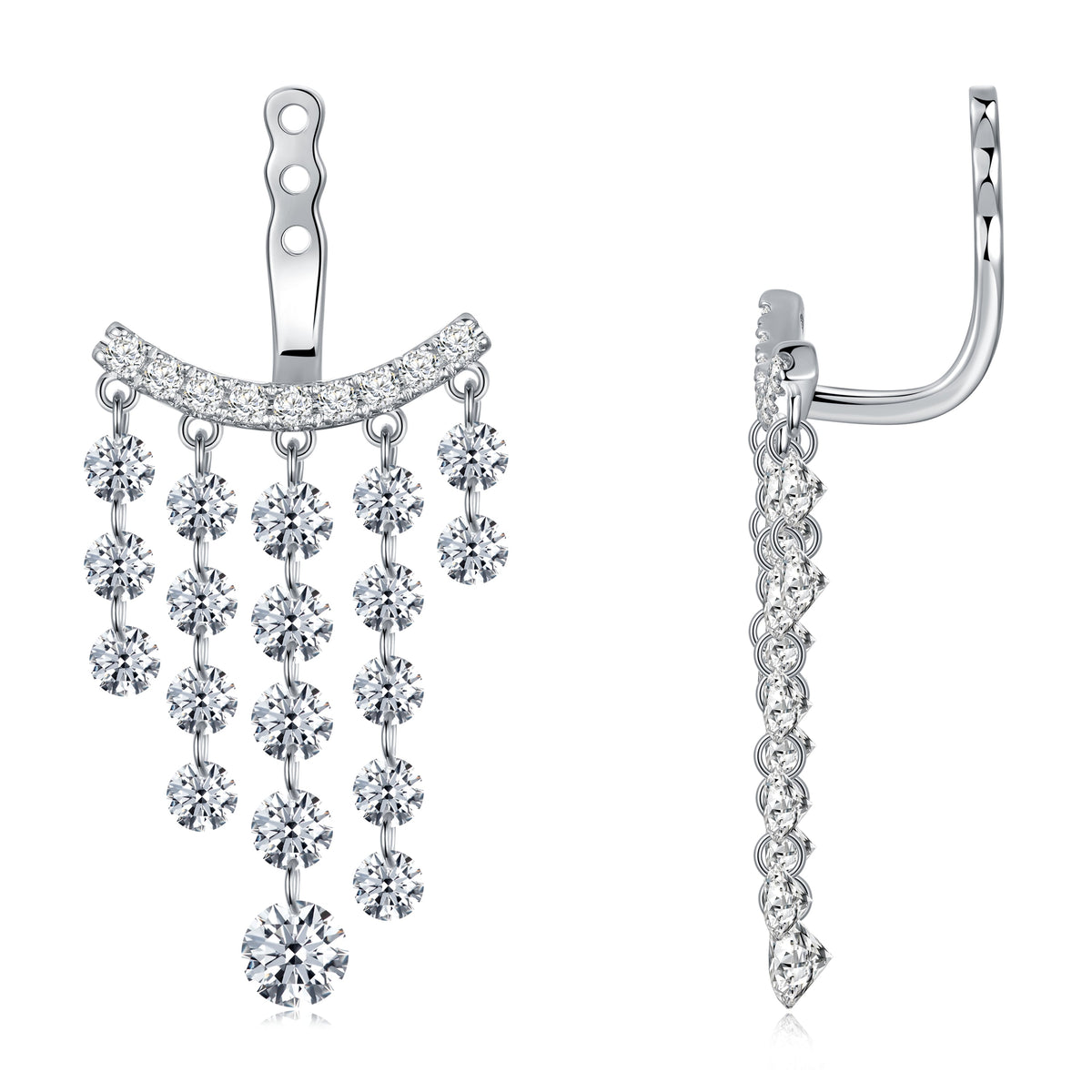 3.66 CT Lab Diamond Round Earrings in 14K White Gold