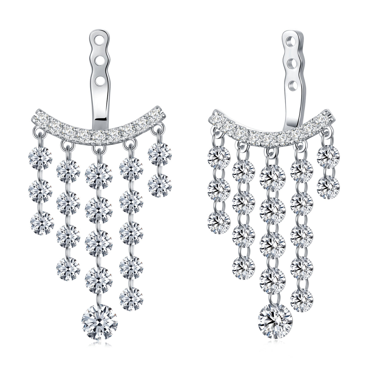 3.66 CT Lab Diamond Round Earrings in 14K White Gold