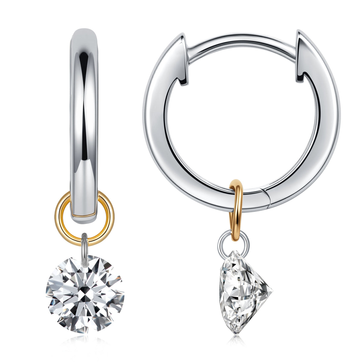 0.75 CT Lab Diamond Round Earrings in 14K White Gold