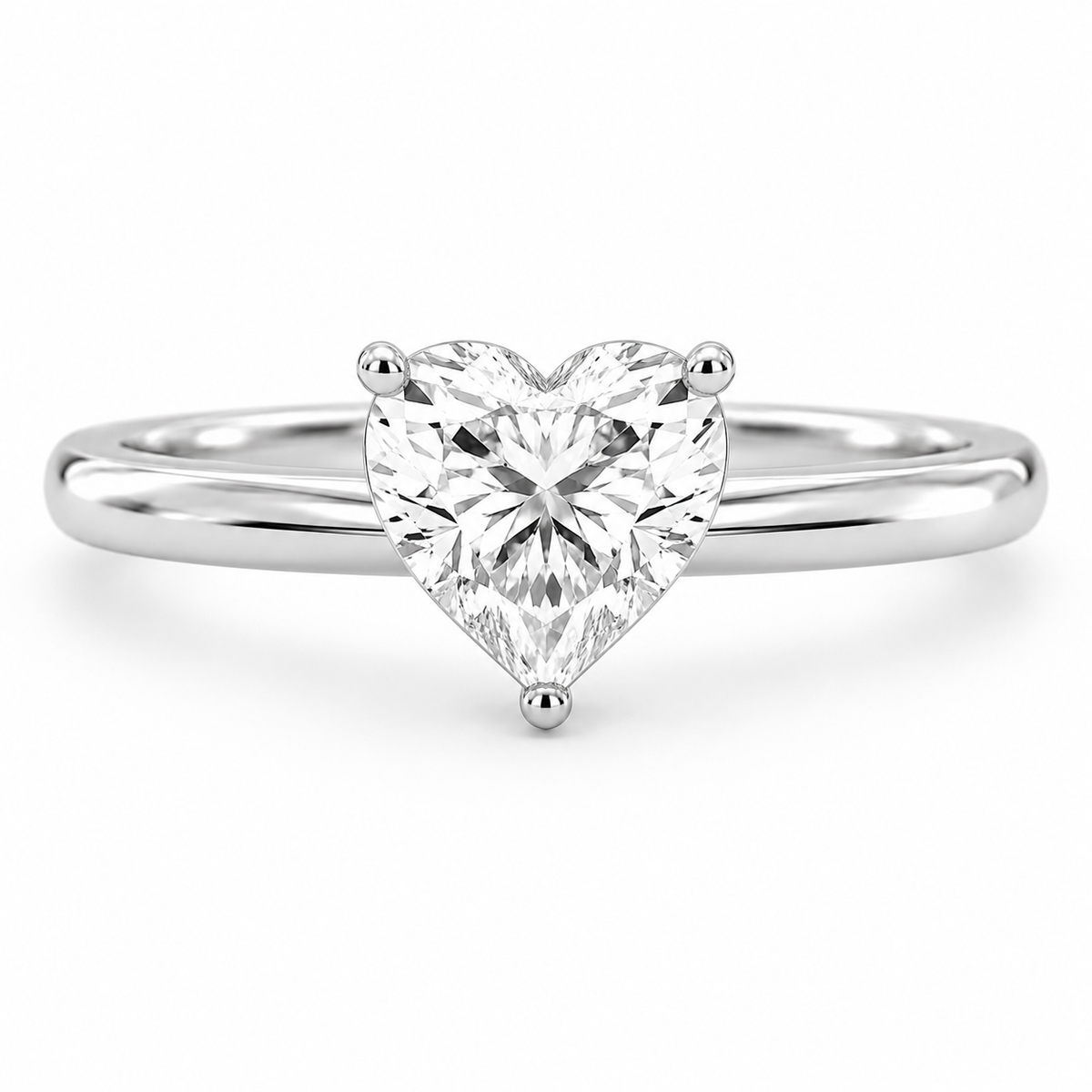 Heart 3 CT Solitaire Engagement Ring in 14K White Gold
