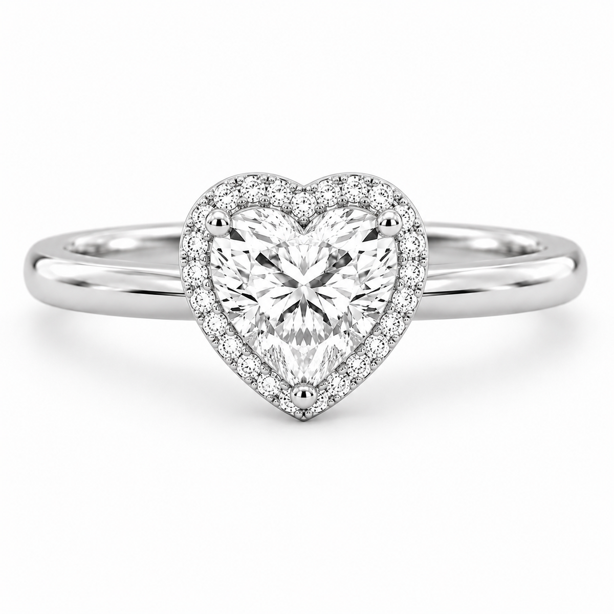 Heart 3 CT Halo Engagement Ring in 14K White Gold