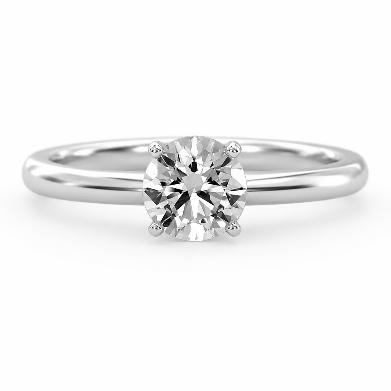 Round 3 CT Solitaire Engagement Ring in 14K White Gold