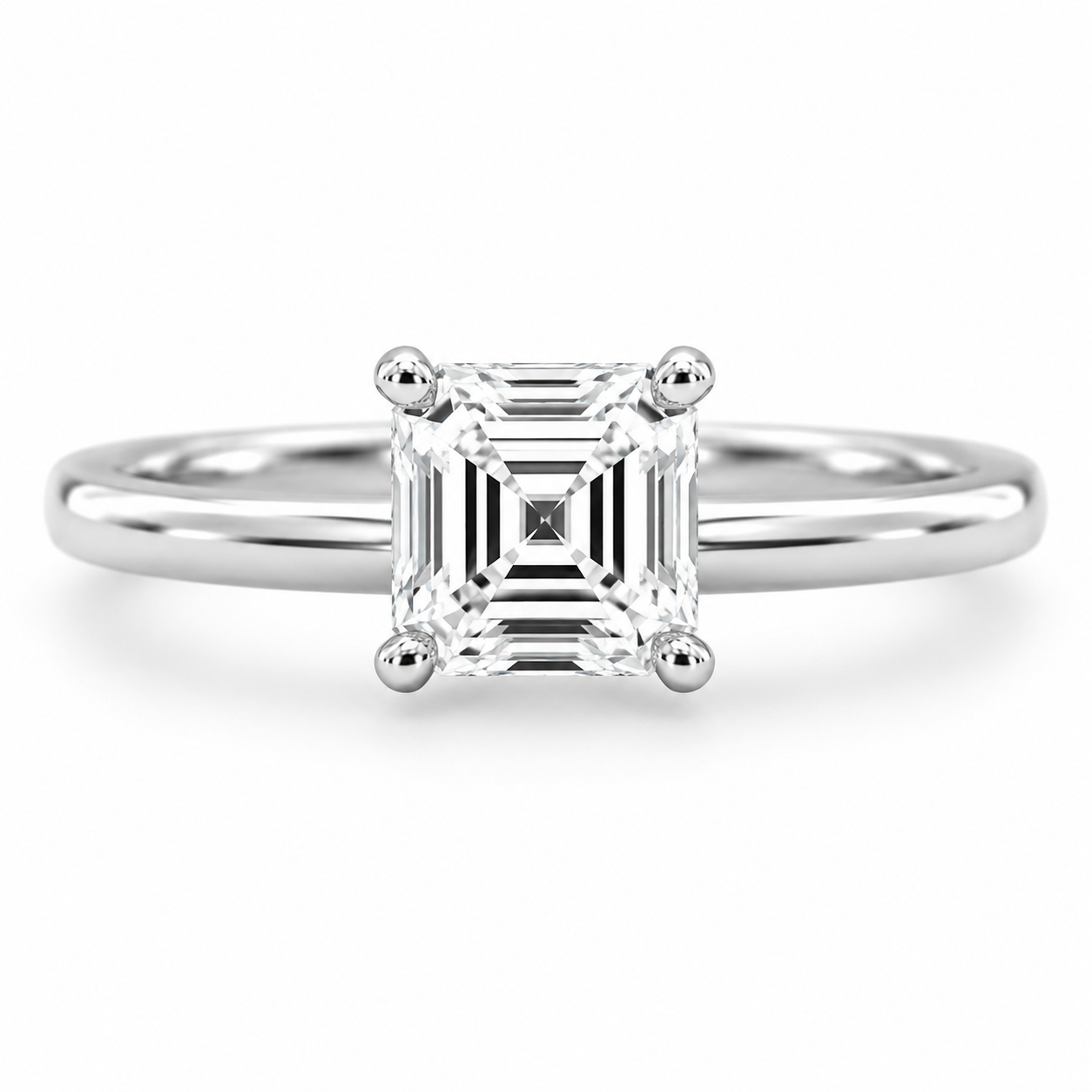 Square Cushion 3 CT Solitaire Engagement Ring in 14K White Gold