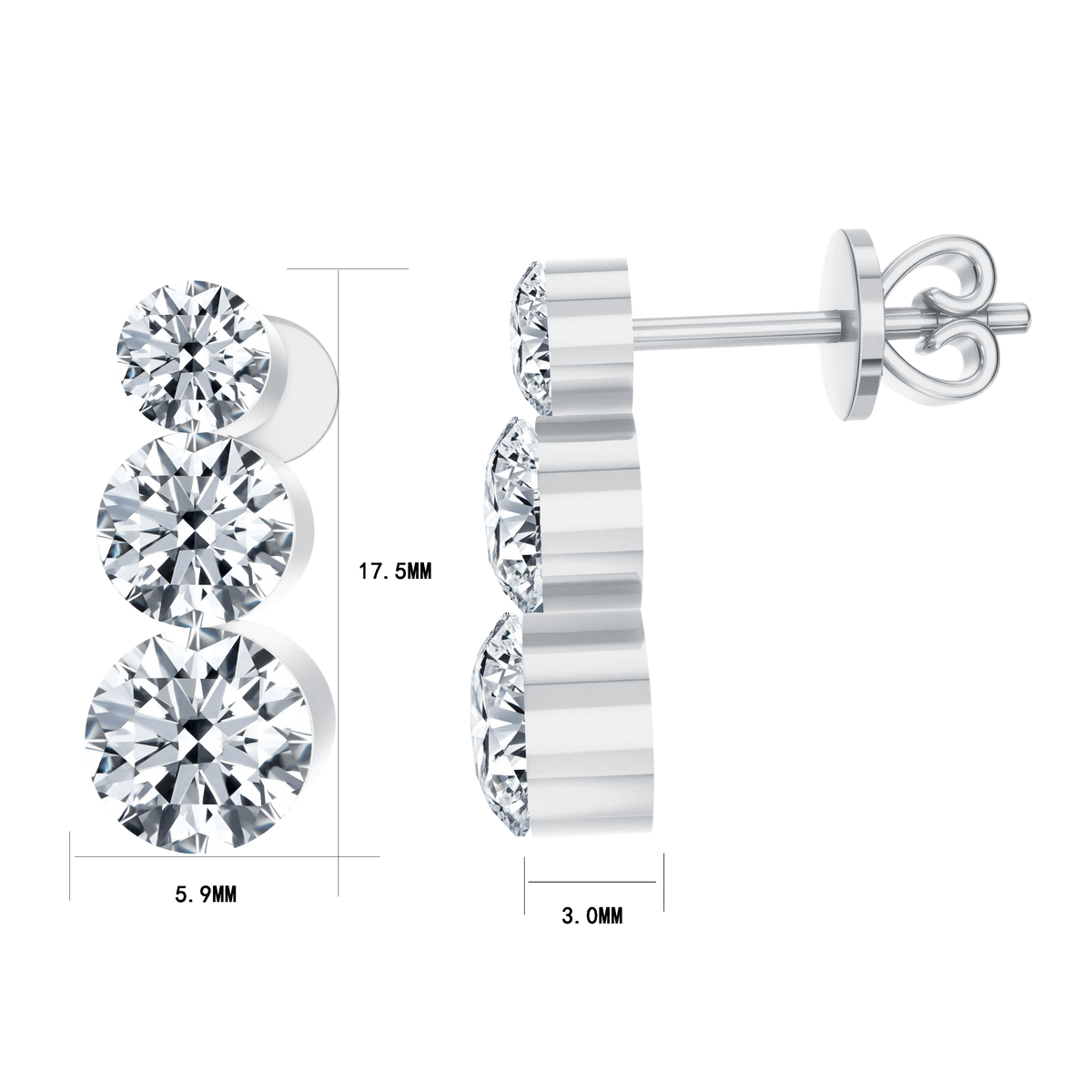 2.74 CT Lab Diamond Earrings in 14K White Gold