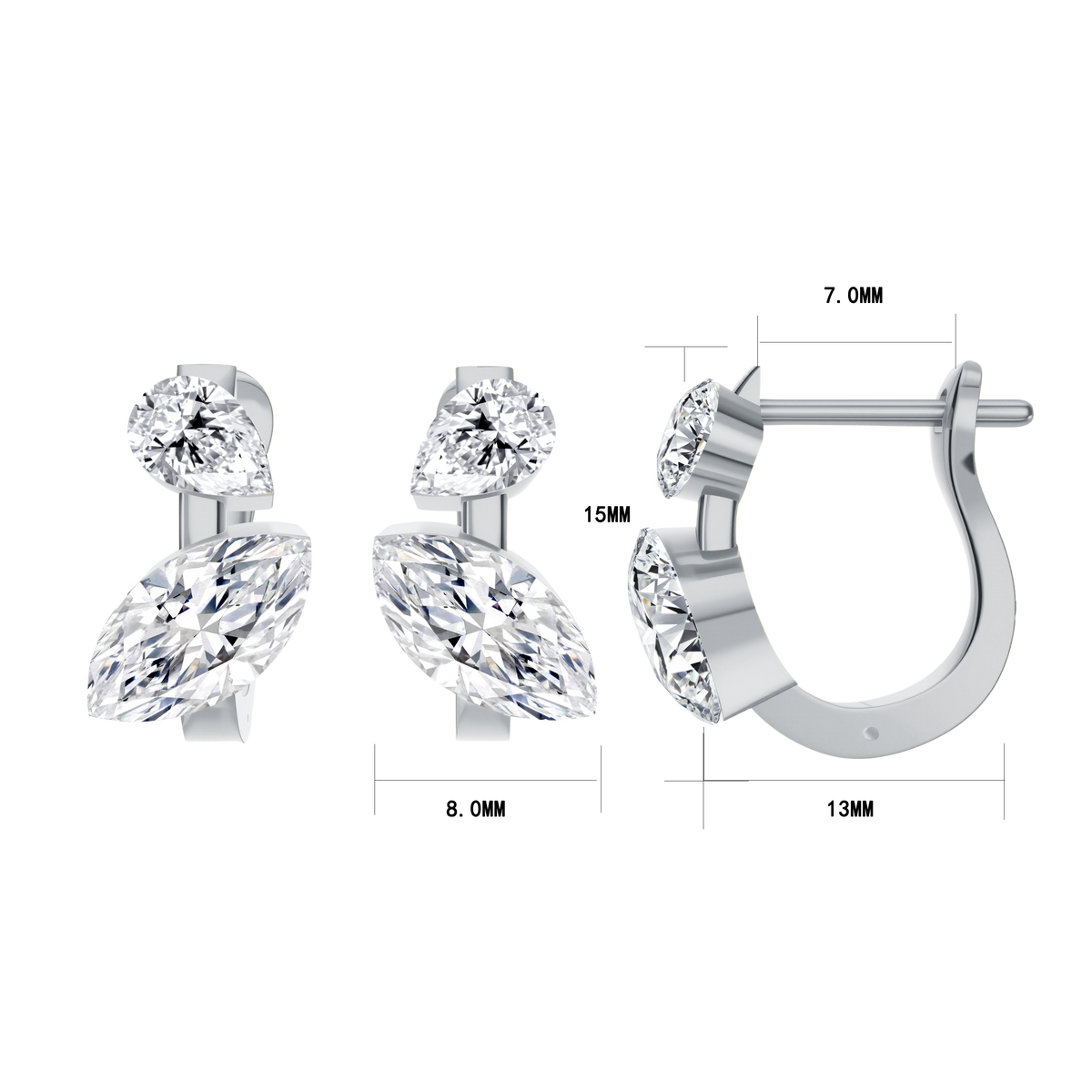 2 CT Lab Diamond Earrings in 14K White Gold