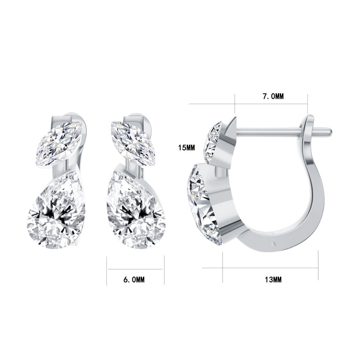 2 CT Lab Diamond Earrings in 14K White Gold