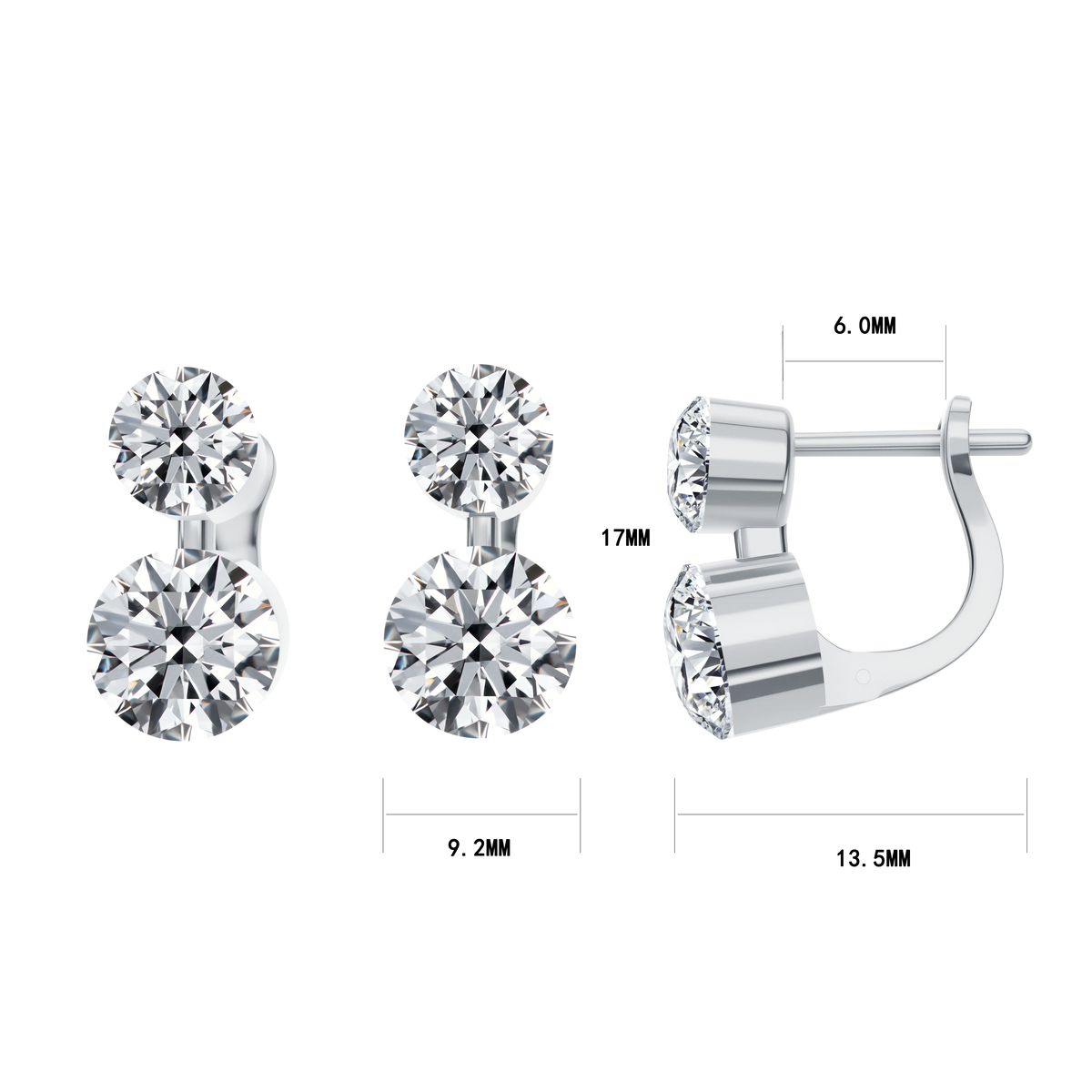 6 CT Lab Diamond Earrings in 14K White Gold