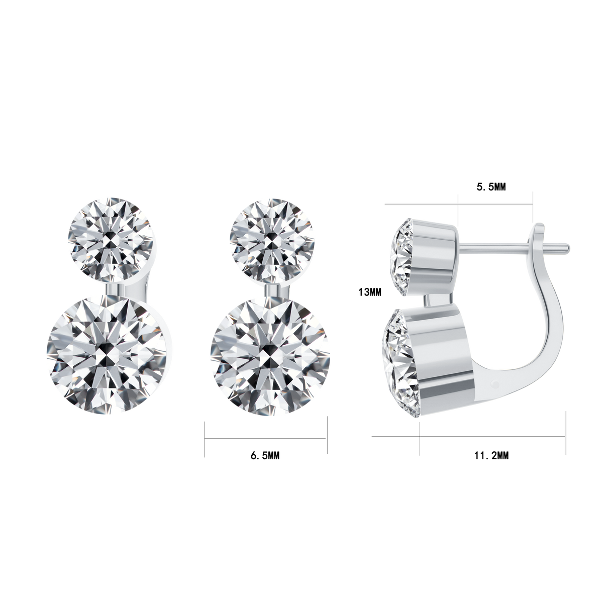 2 CT Lab Diamond Earrings in 14K White Gold