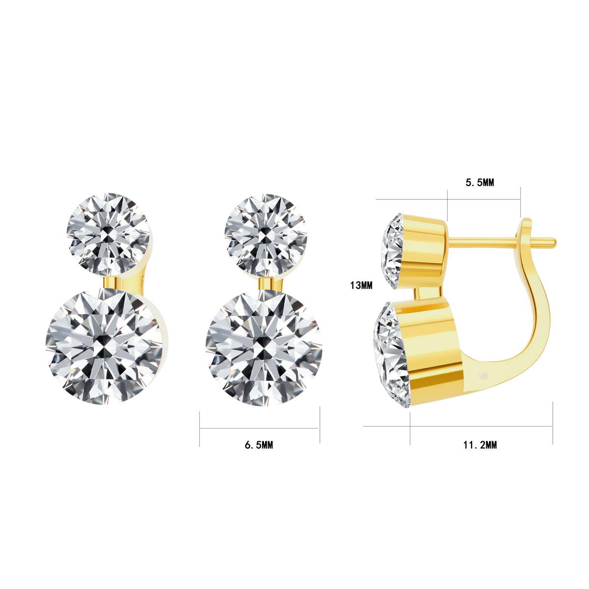 2 CT Lab Diamond Round Earrings in 14K Yellow Gold