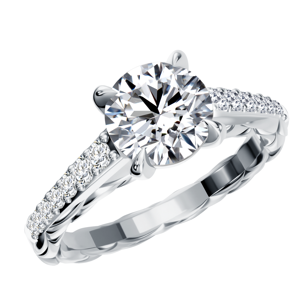 0.2 CT Lab Diamond Round Ring in 14K White Gold