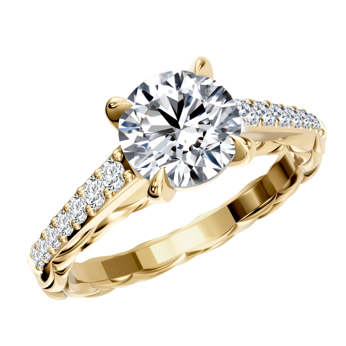 0.2 CT Lab Diamond Round Ring in 14K Yellow Gold