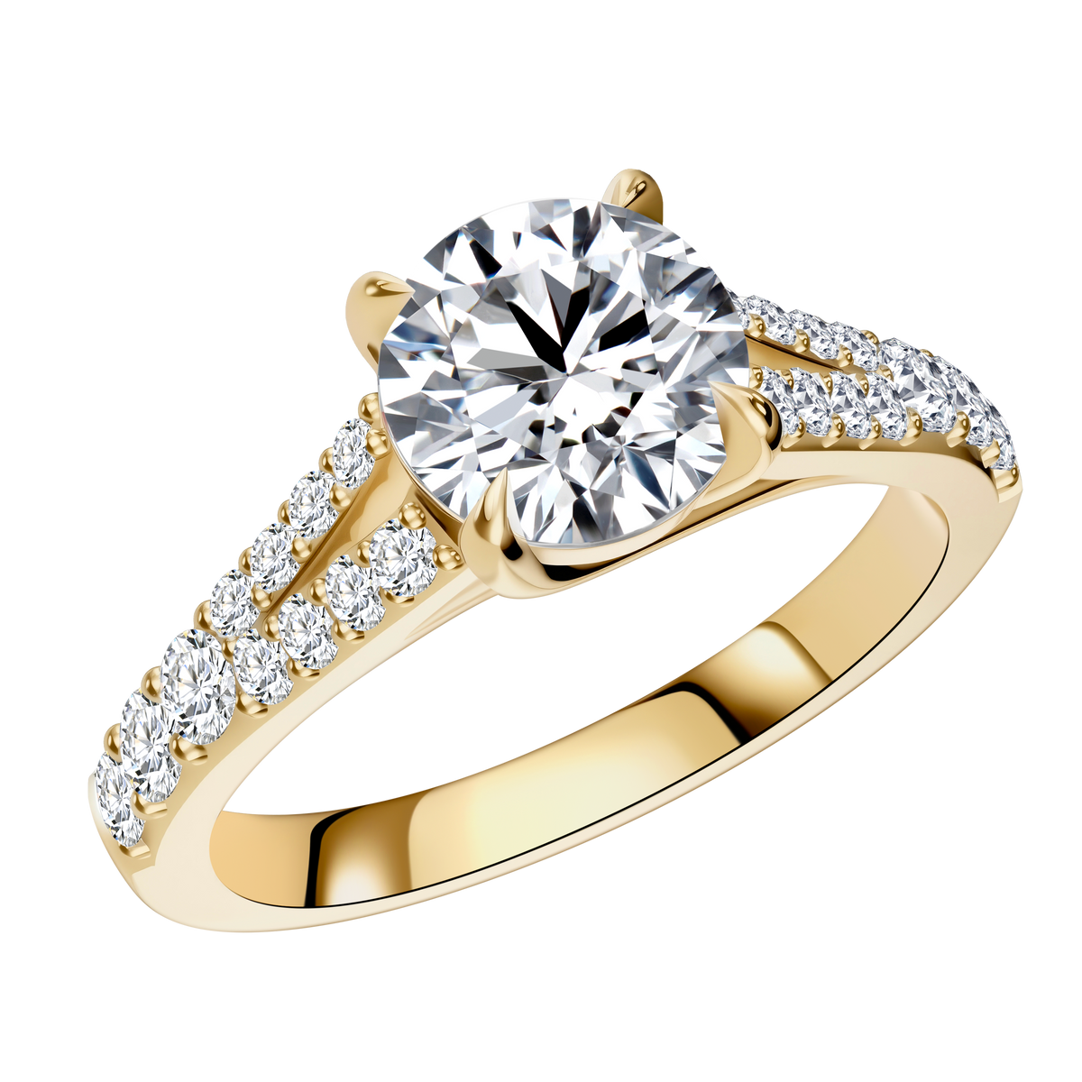 0.35 CT Lab Diamond Round Ring in 14K Yellow Gold
