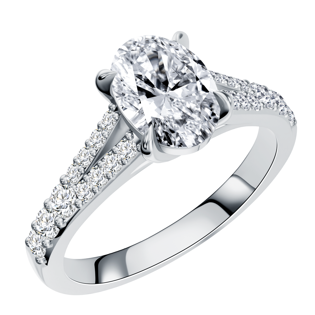 0.35 CT Lab Diamond Oval Ring in 14K White Gold
