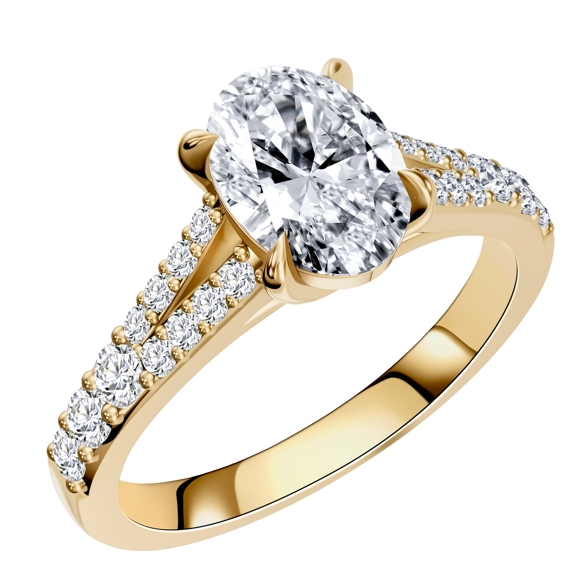 0.35 CT Lab Diamond Oval Ring in 14K Yellow Gold