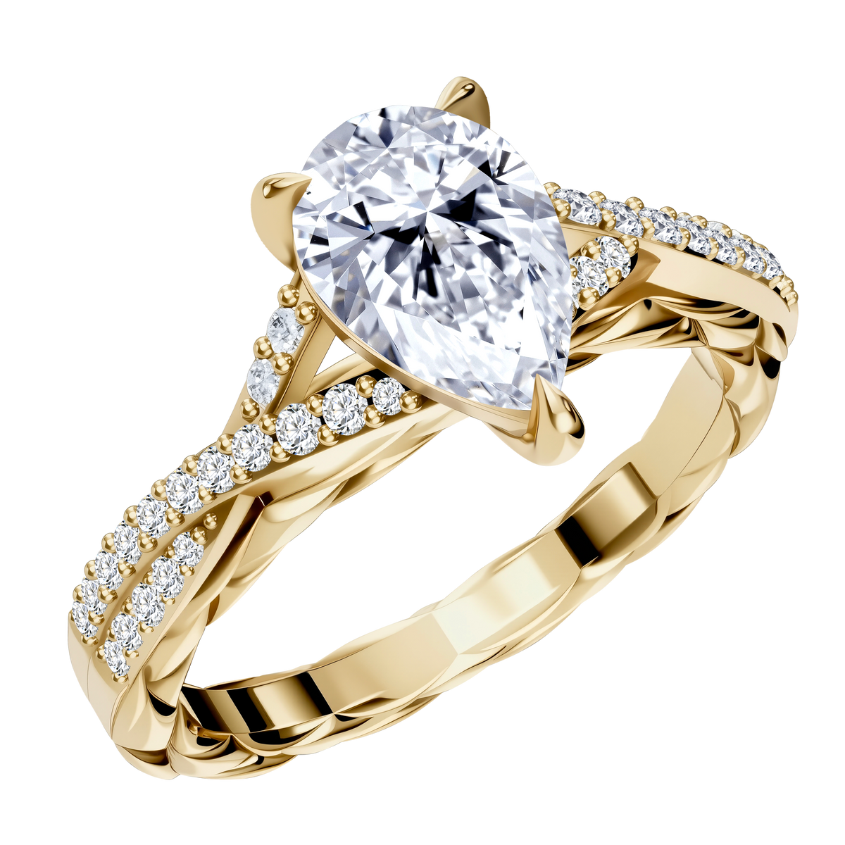 0.15 CT Lab Diamond Pear Ring in 14K Yellow Gold