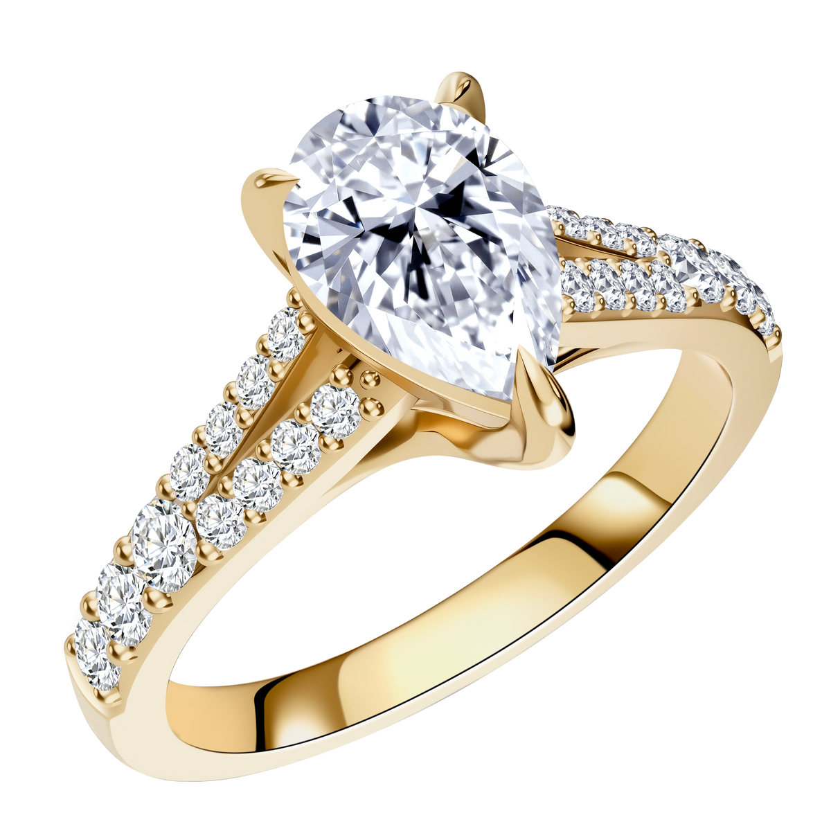 0.35 CT Lab Diamond Pear Ring in 14K Yellow Gold