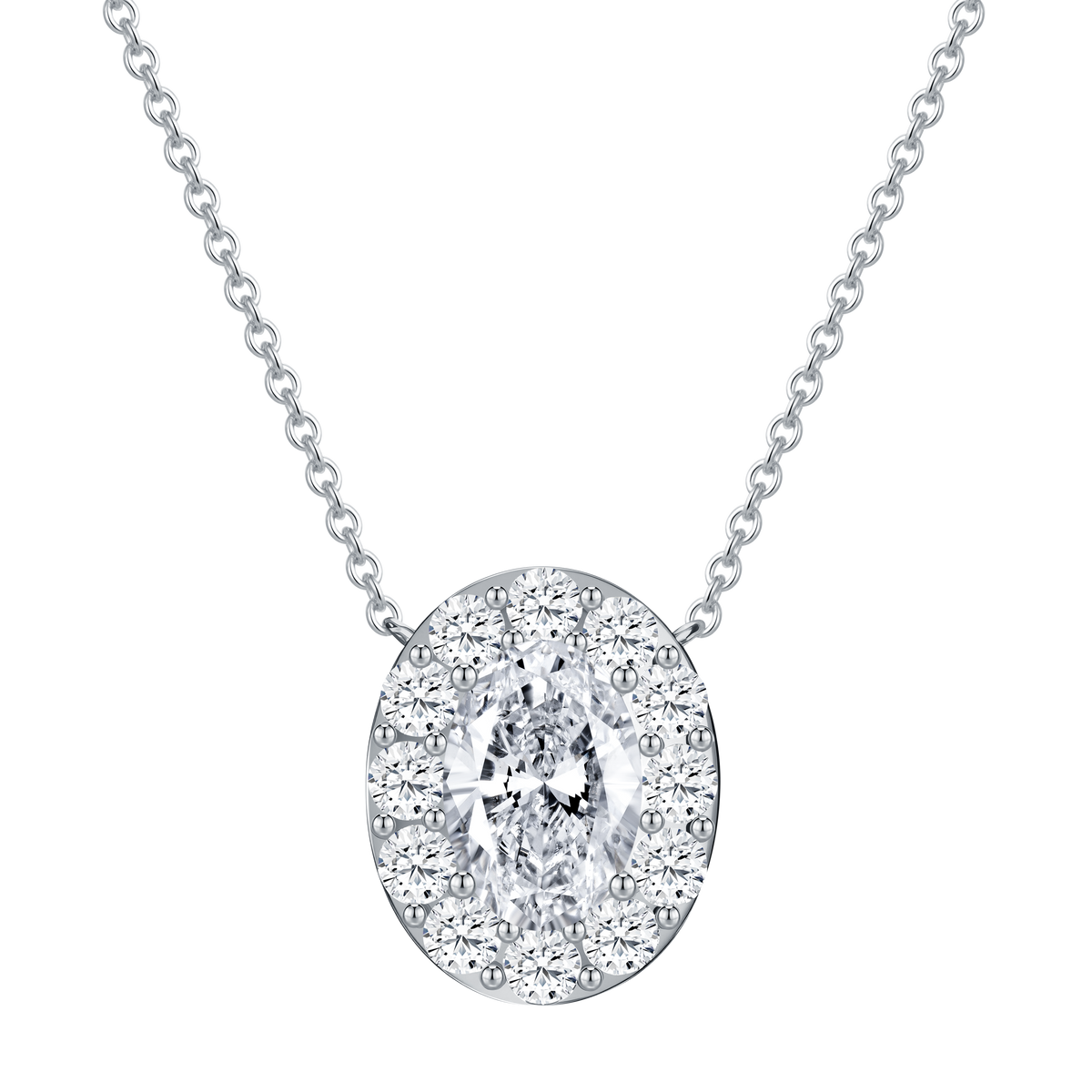 2 CT Lab Diamond Necklace in 14K White Gold