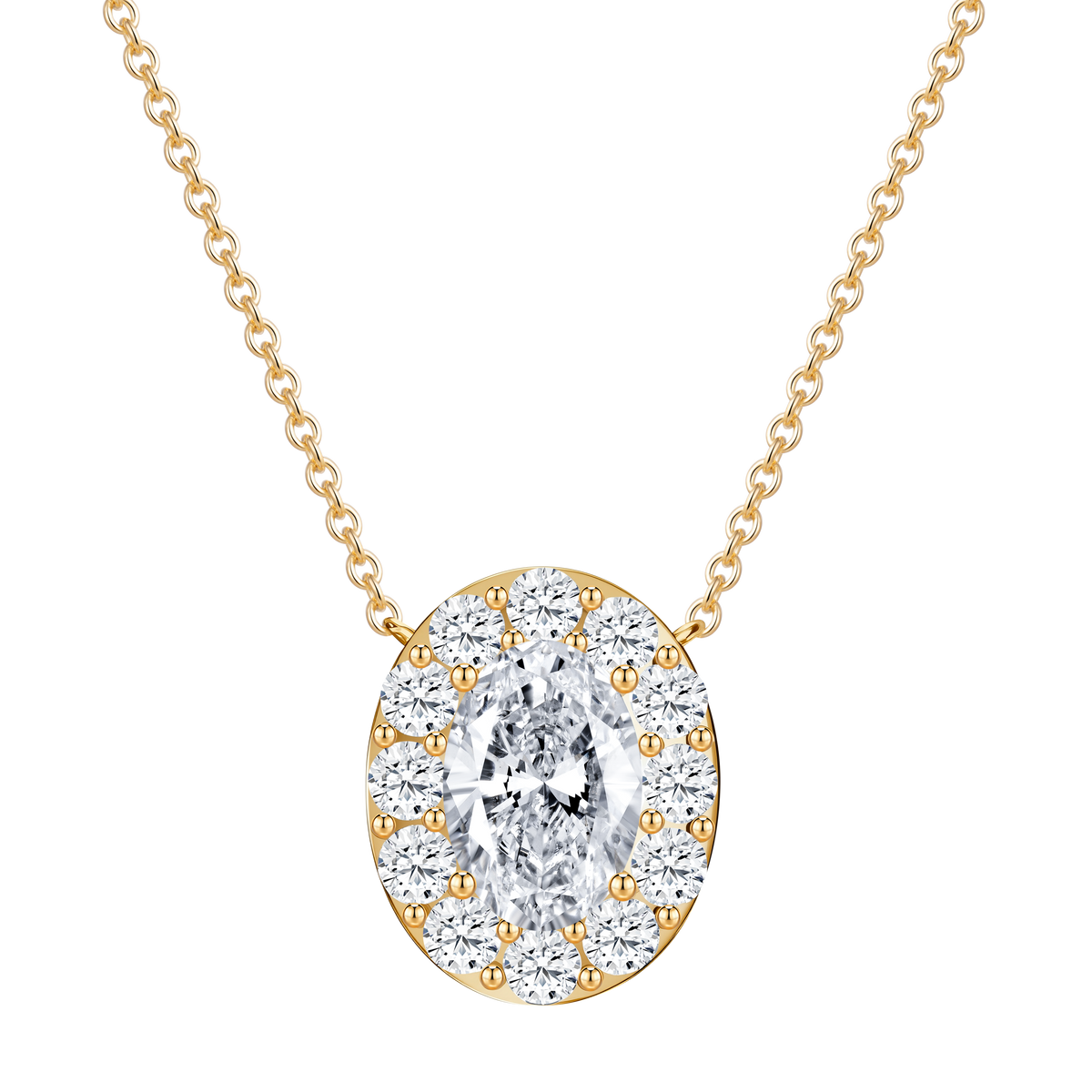 2 CT Lab Diamond Necklace in 14K Yellow Gold