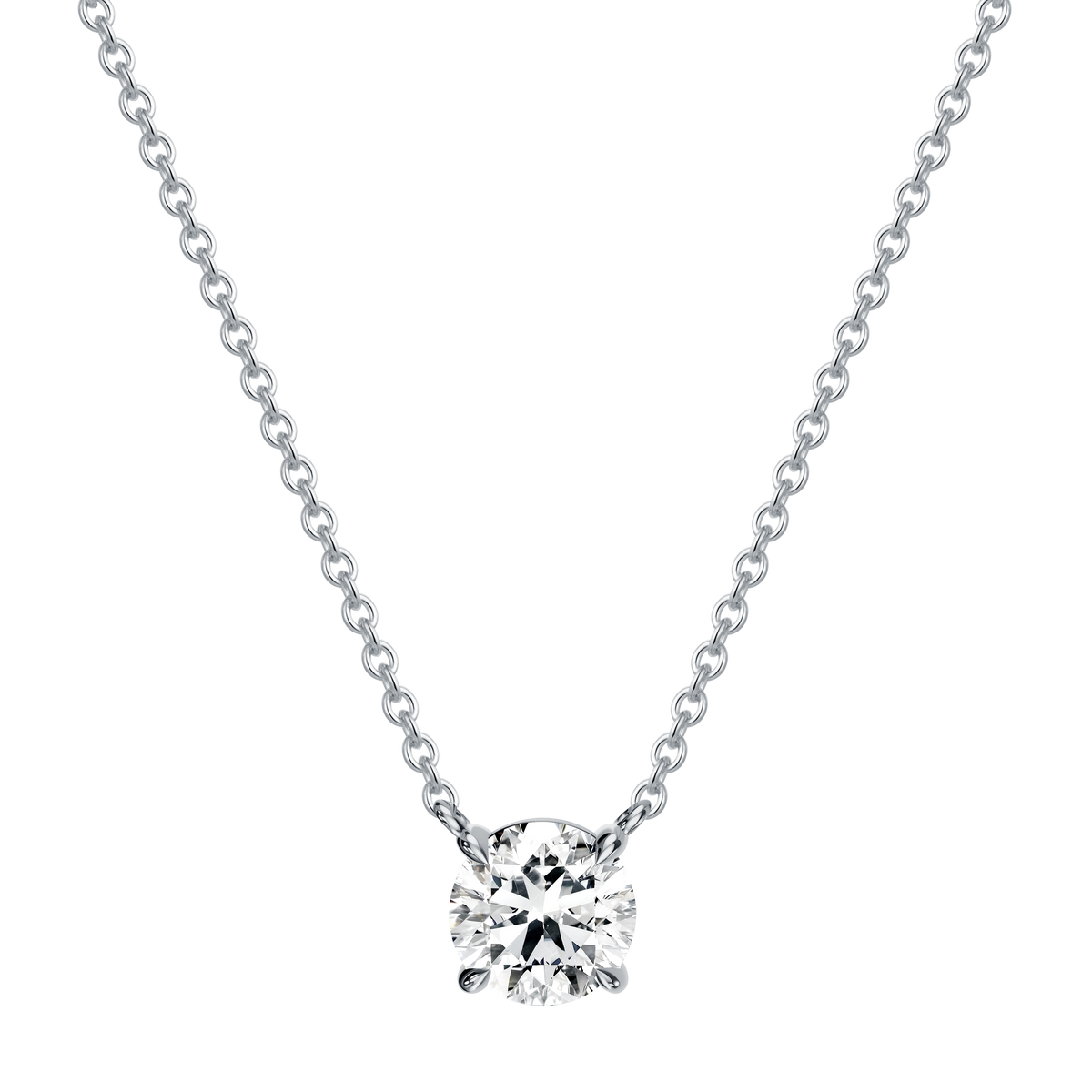 1 CT Lab Diamond Necklace in 14K White Gold