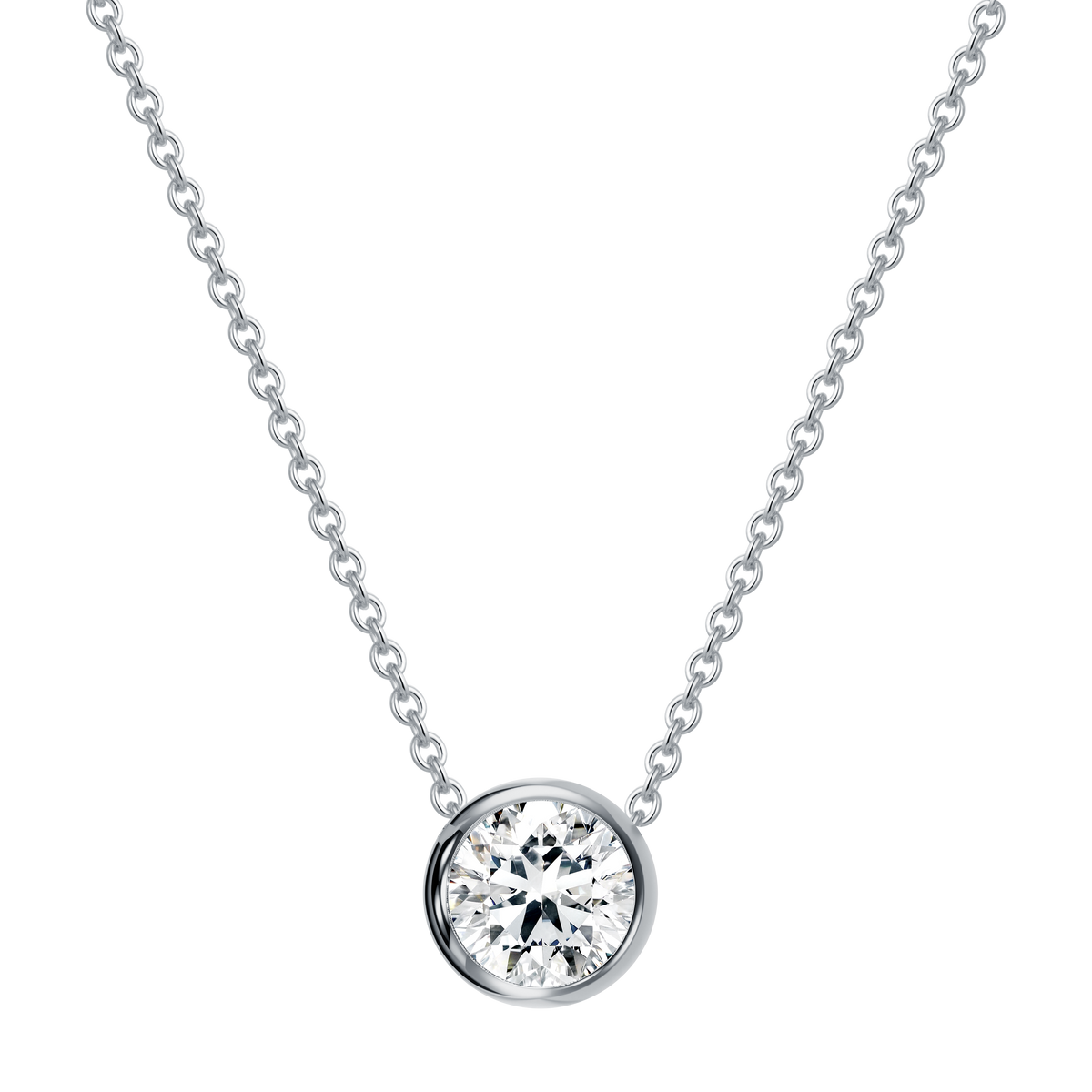 1 CT Lab Diamond Necklace in 14K White Gold
