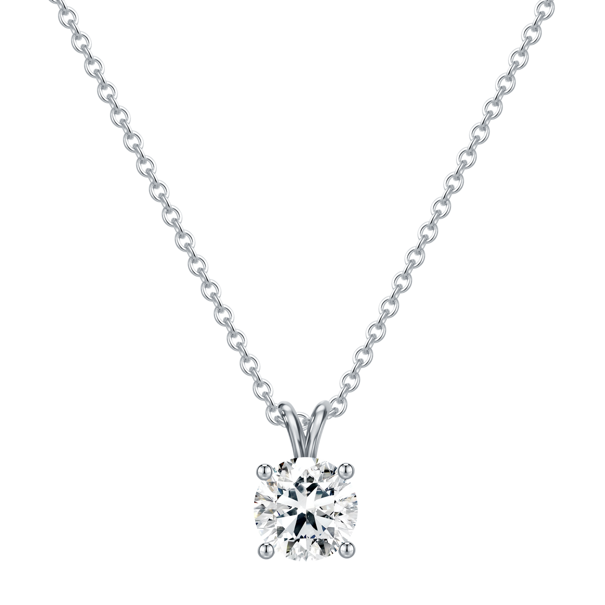 1 CT Lab Diamond Necklace in 14K White Gold