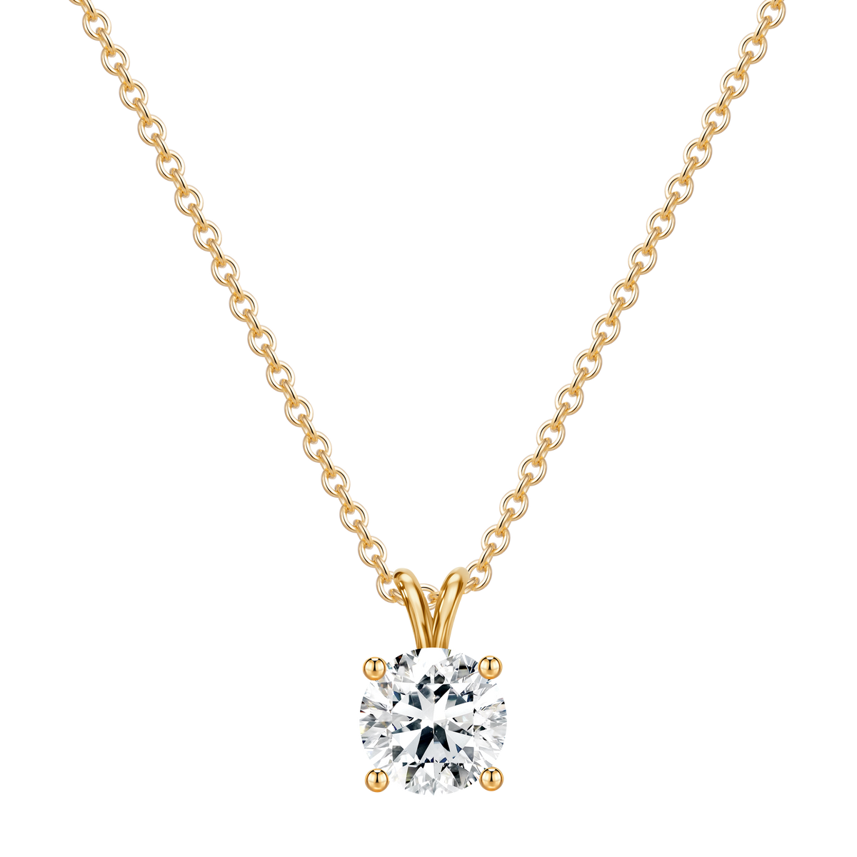 1 CT Lab Diamond Necklace in 14K Yellow Gold