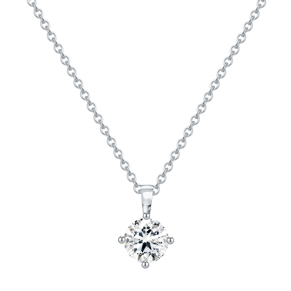 1 CT Lab Diamond Necklace in 14K White Gold