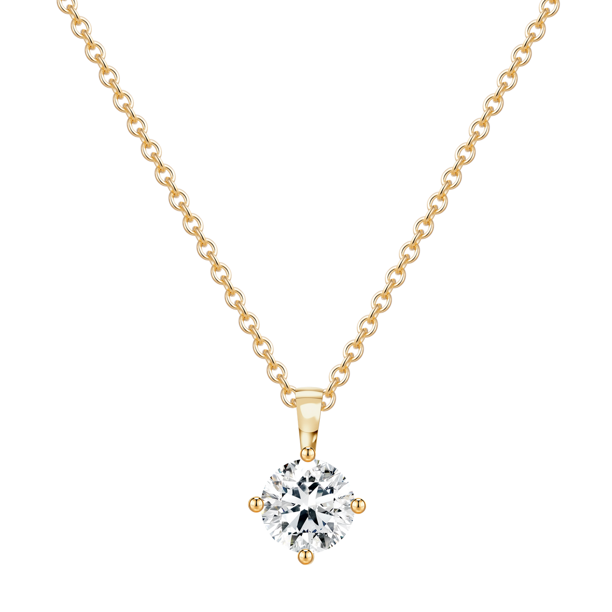 1 CT Lab Diamond Necklace in 14K Yellow Gold